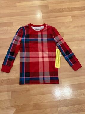 Soma Red Plaid Long-Sleeve Girls Top with Blue Accents